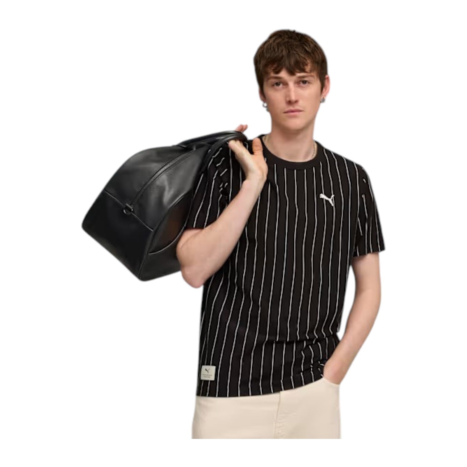 Puma Class Crew Neck Striped Regular Fit Tee - Black
