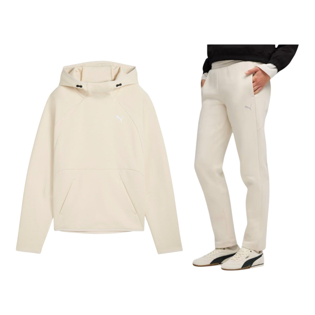 Puma Womens Evostripe Comfort Regular Fit Tracksuit Set - Alpine Snow Cream
