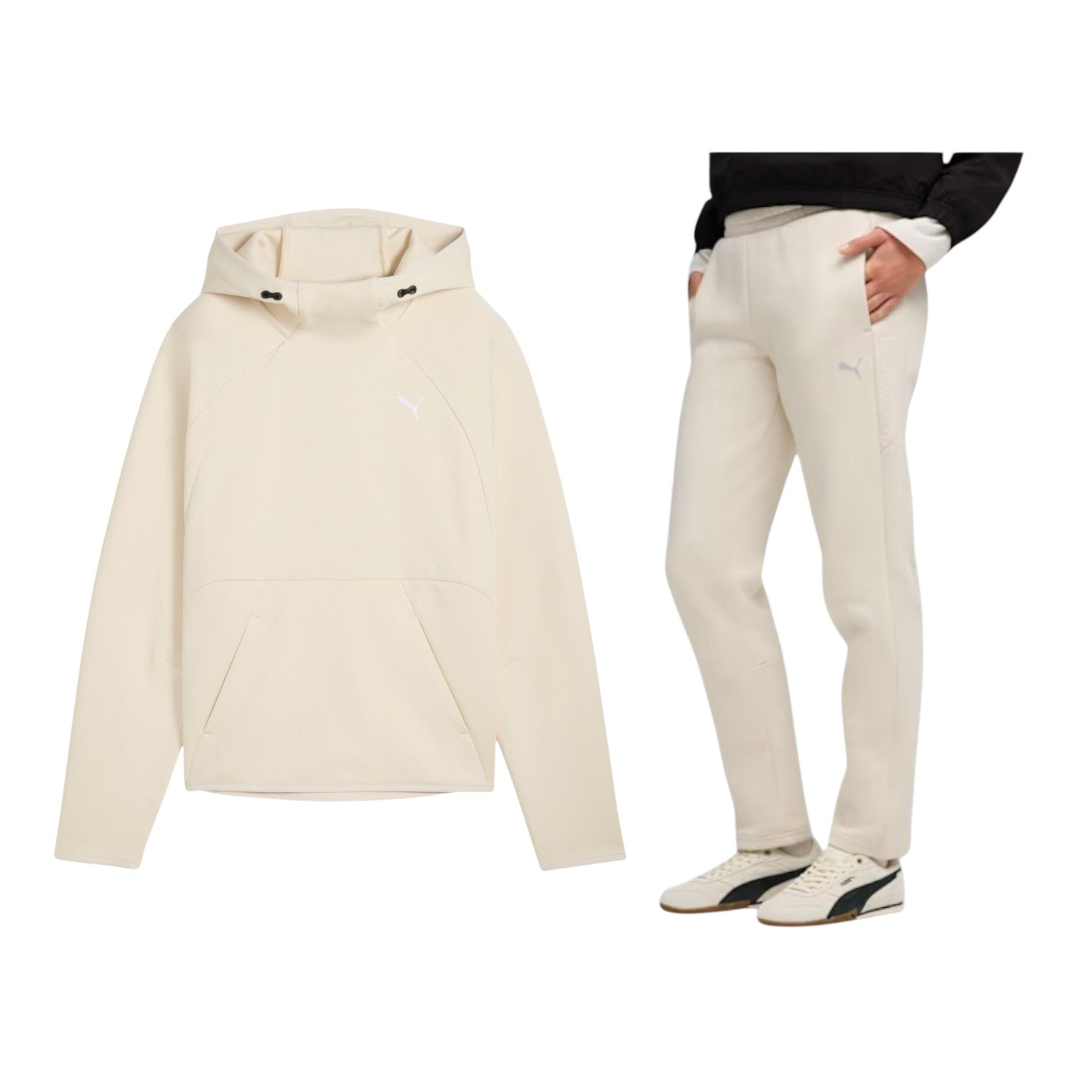 Puma Womens Evostripe Comfort Regular Fit Tracksuit Set - Alpine Snow Cream