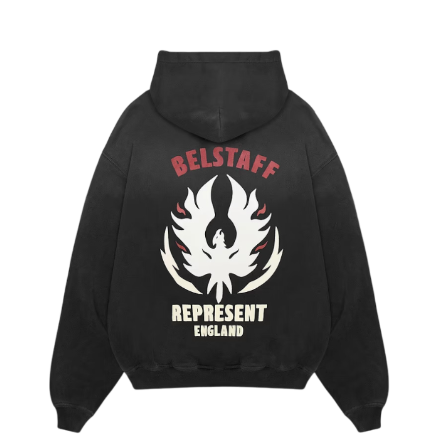 Represent X Belstaff Flame Phoenix Hoodie - 'Shadow Black'