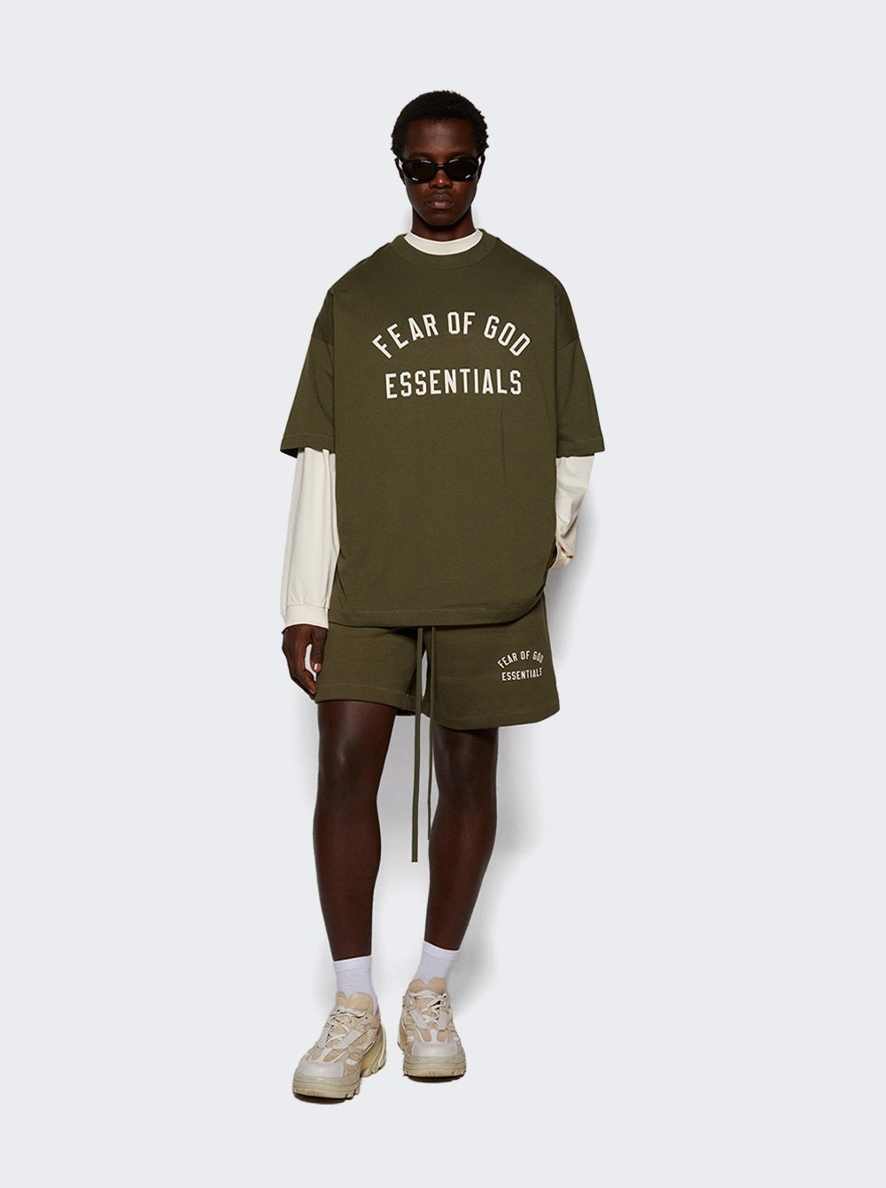 Fear of God Essentials Fleece Soccer Short - 'Military'